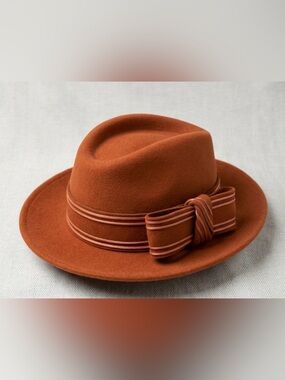 Adolfo II 100% wool Fedora Hat with Ribbon Trim made in USA